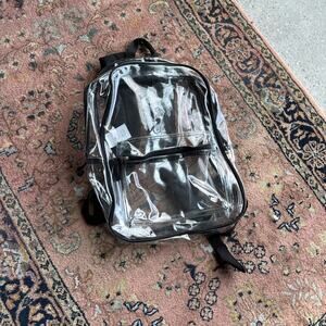 Unisex Backpack Clear Transparent Black Trim Backpack Concerts Festivals